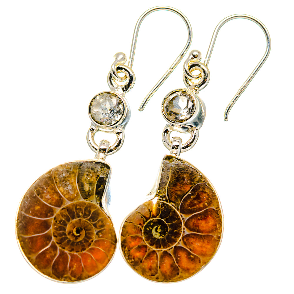 Ammonite Fossil Earrings handcrafted by Anasilvercos - EARR422251