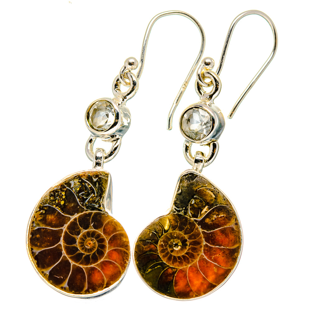 Ammonite Fossil Earrings handcrafted by Anasilvercos - EARR422257