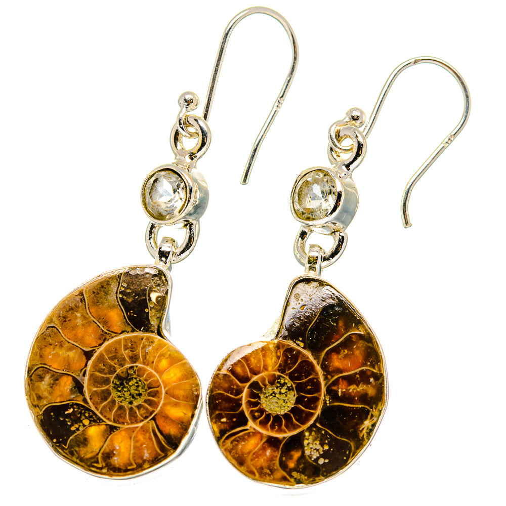 Ammonite Fossil Earrings handcrafted by Anasilvercos - EARR422278