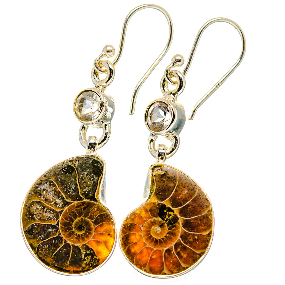 Ammonite Fossil Earrings handcrafted by Anasilvercos - EARR422282