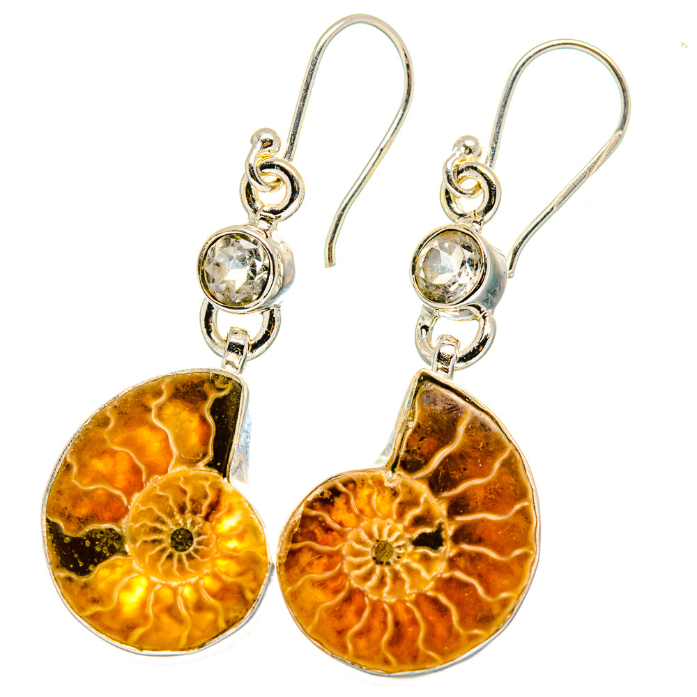Ammonite Fossil Earrings handcrafted by Anasilvercos - EARR422313
