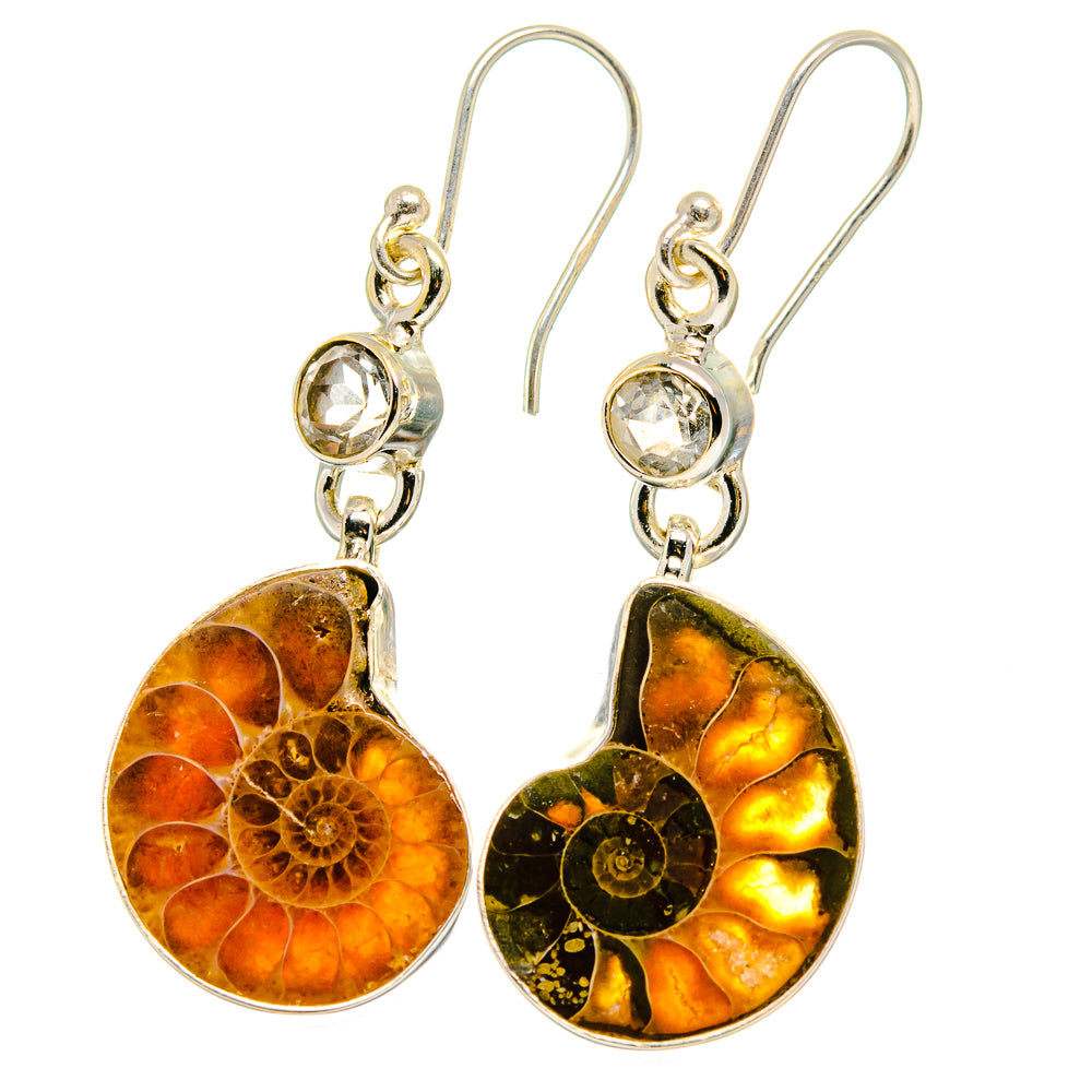 Ammonite Fossil Earrings handcrafted by Anasilvercos - EARR422318