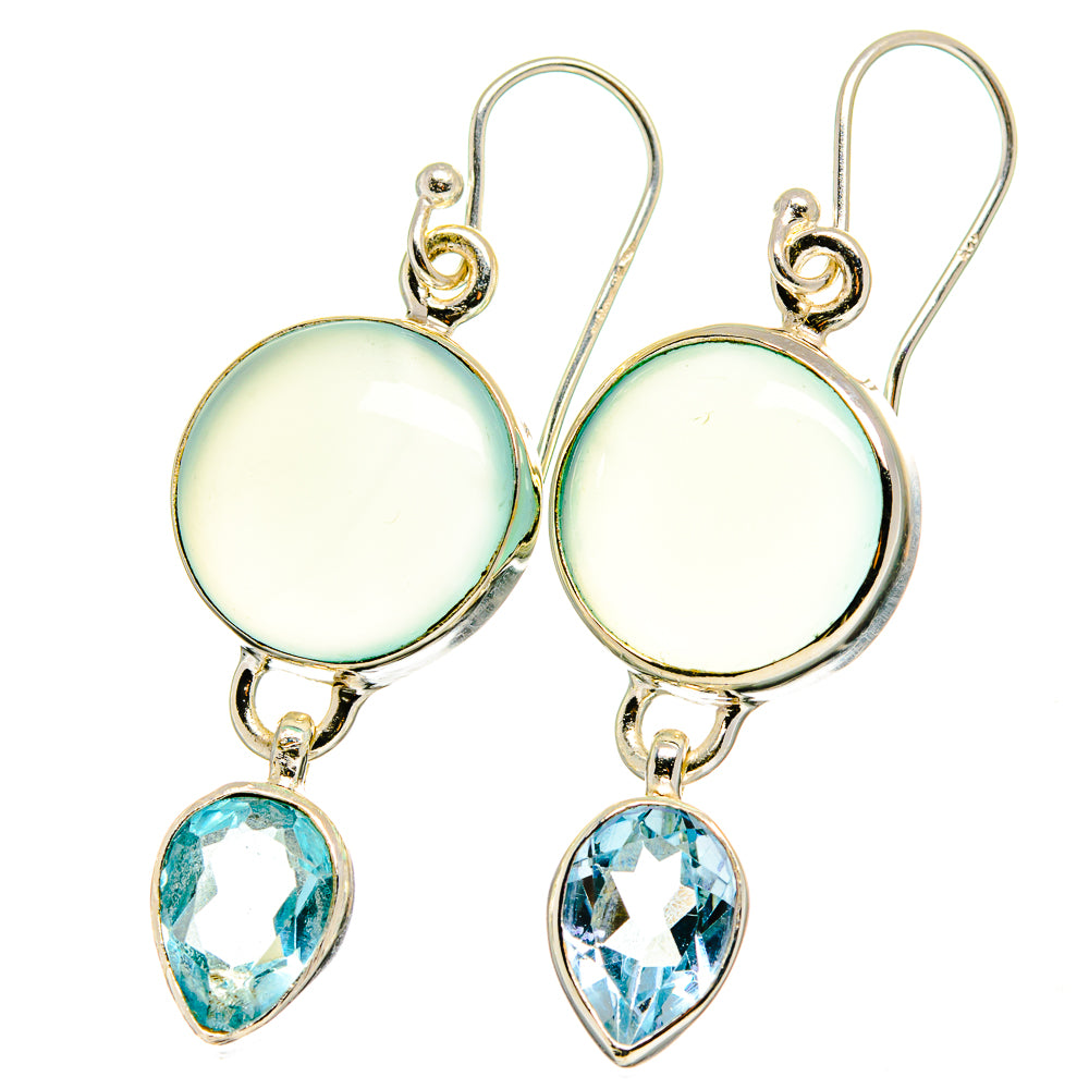 Aqua Chalcedony Earrings handcrafted by Anasilvercos - EARR422326