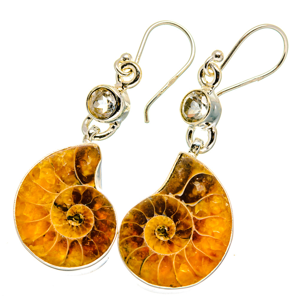 Ammonite Fossil Earrings handcrafted by Anasilvercos - EARR422364
