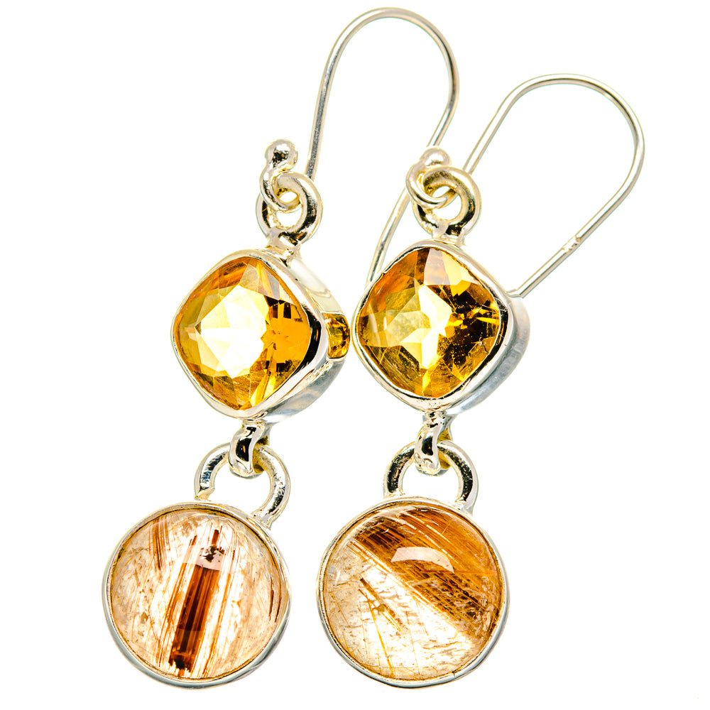 Rutilated Quartz Earrings handcrafted by Anasilvercos - EARR422373