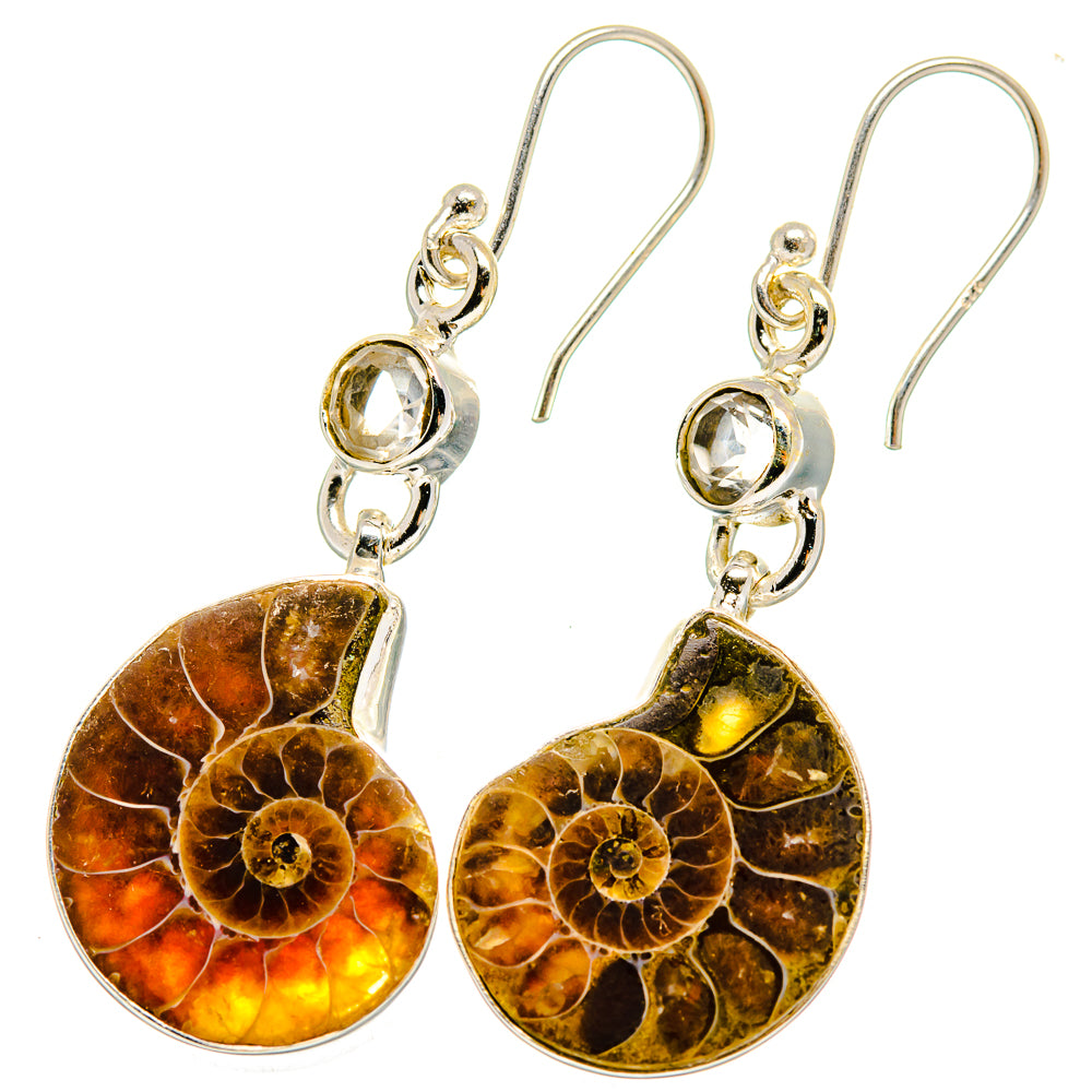 Ammonite Fossil Earrings handcrafted by Anasilvercos - EARR422399