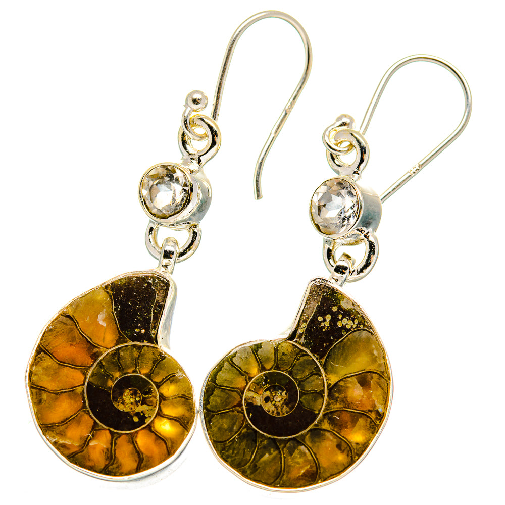 Ammonite Fossil Earrings handcrafted by Anasilvercos - EARR422403