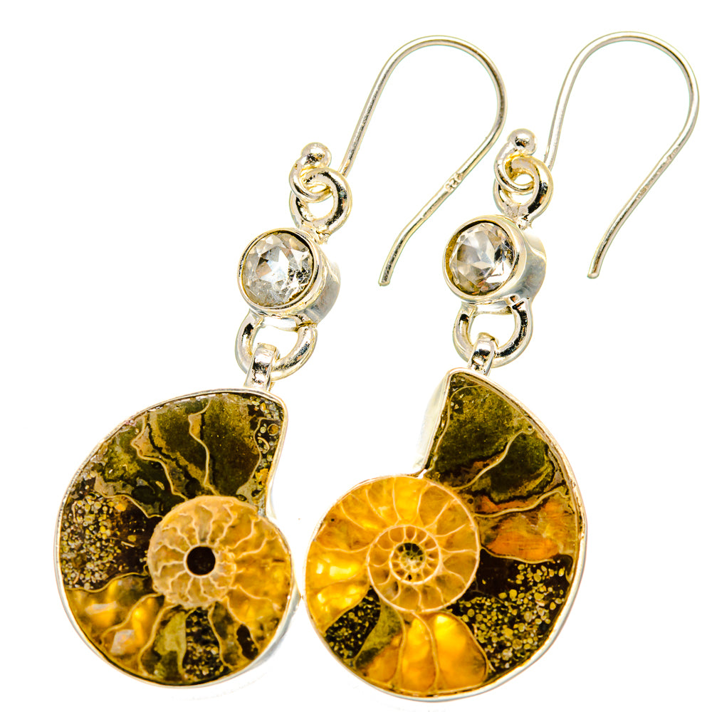 Ammonite Fossil Earrings handcrafted by Anasilvercos - EARR422413