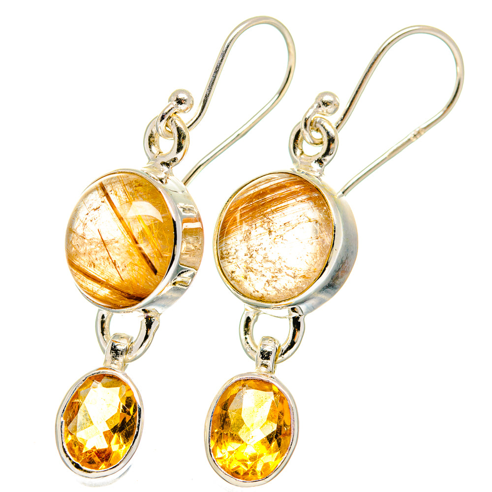 Rutilated Quartz Earrings handcrafted by Anasilvercos - EARR422416