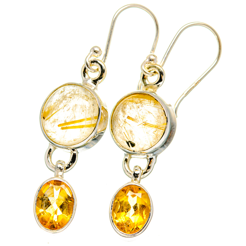 Rutilated Quartz Earrings handcrafted by Anasilvercos - EARR422429
