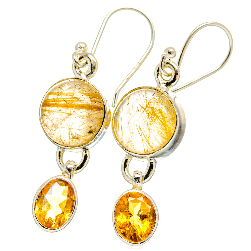 Rutilated Quartz Earrings handcrafted by Anasilvercos - EARR422430