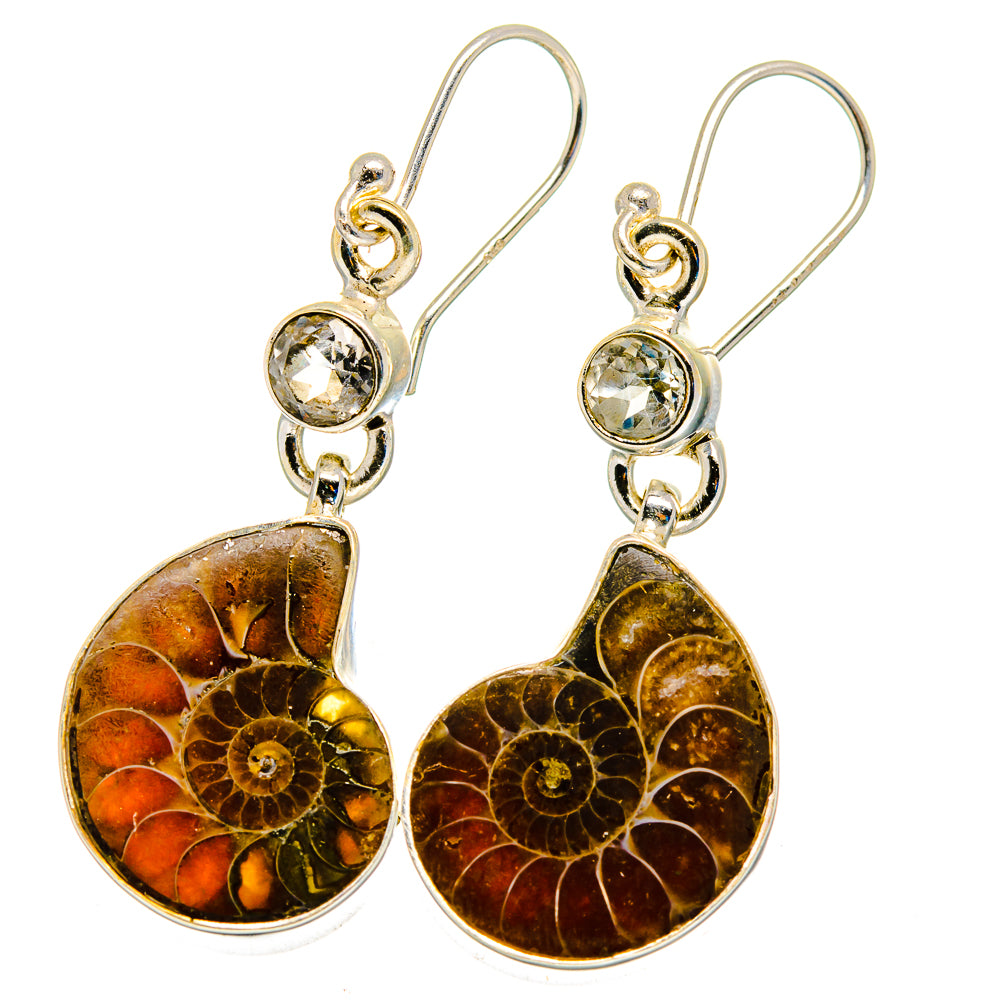 Ammonite Fossil Earrings handcrafted by Anasilvercos - EARR422444
