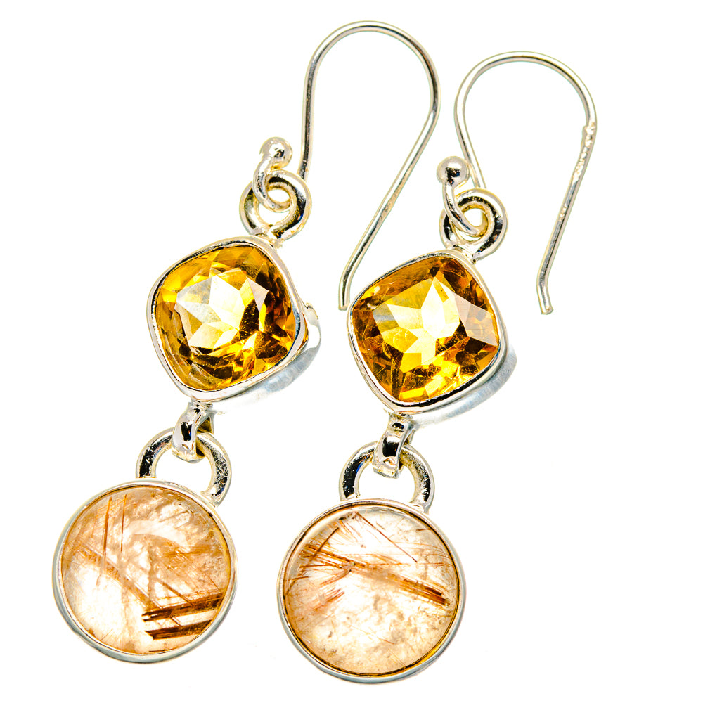 Rutilated Quartz Earrings handcrafted by Anasilvercos - EARR422450