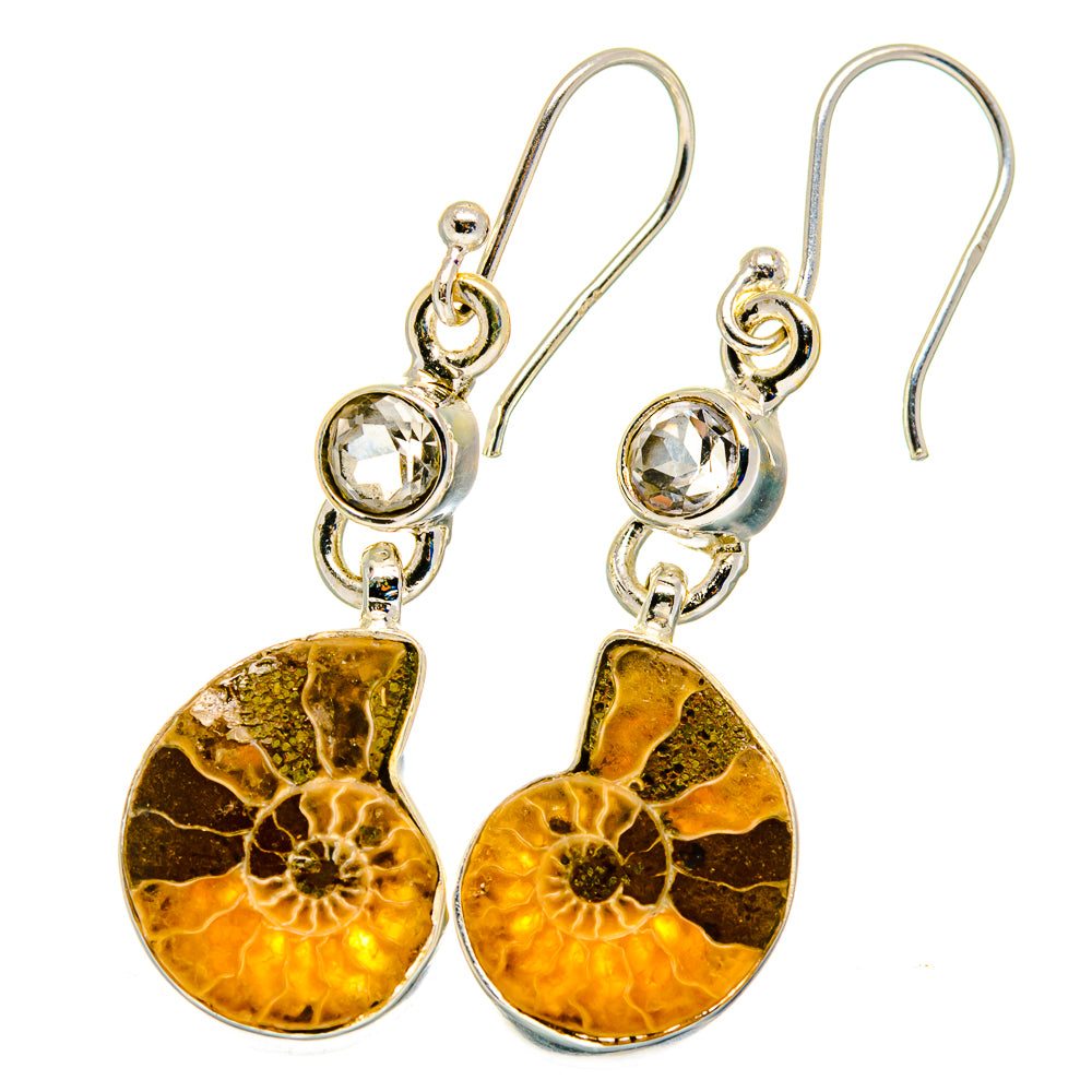 Ammonite Fossil Earrings handcrafted by Anasilvercos - EARR422464