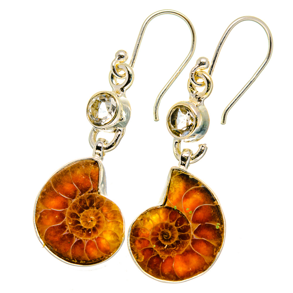 Ammonite Fossil Earrings handcrafted by Anasilvercos - EARR422483