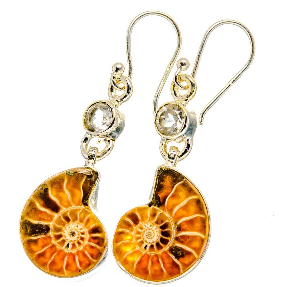Ammonite Fossil Earrings handcrafted by Anasilvercos - EARR422485