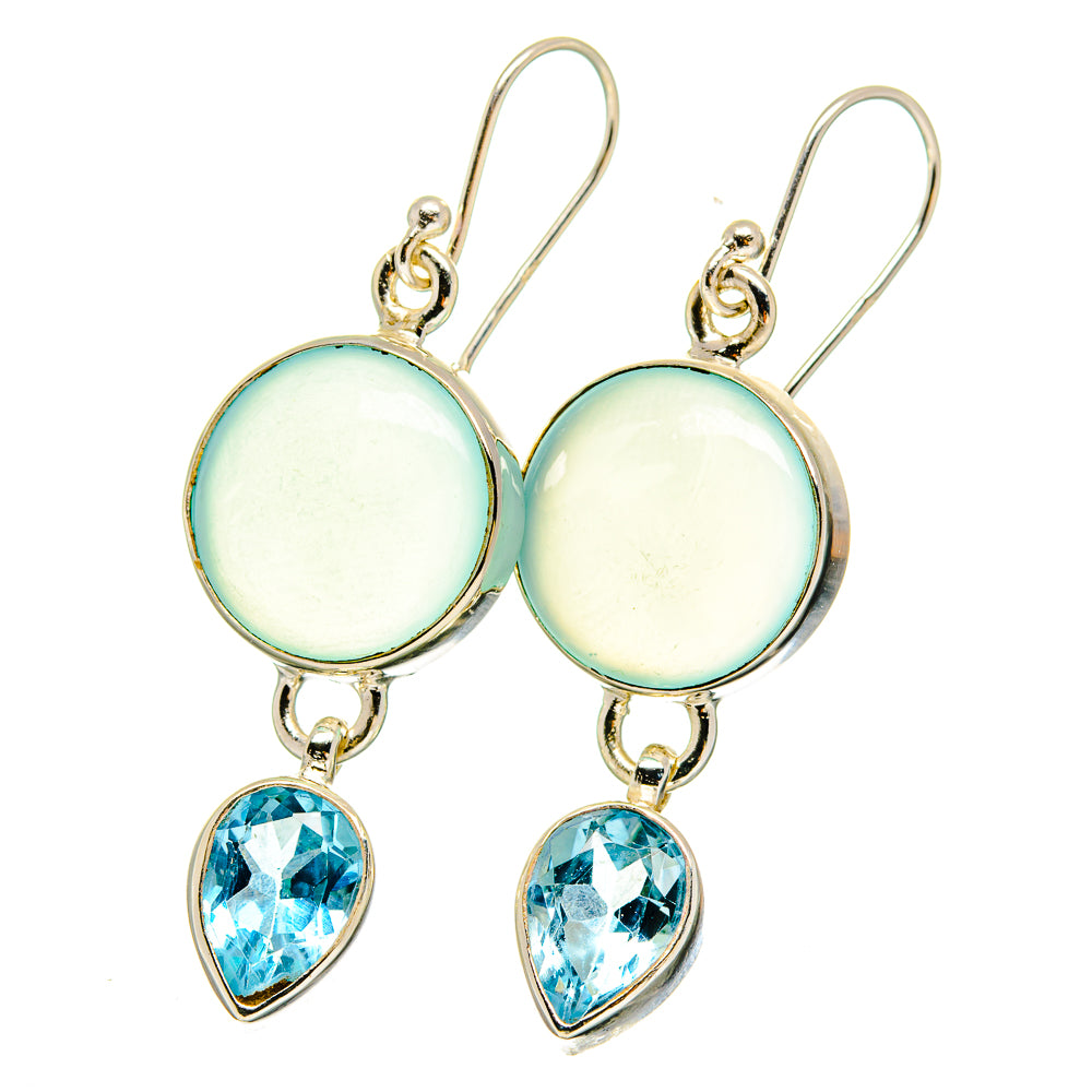 Aqua Chalcedony Earrings handcrafted by Anasilvercos - EARR422503