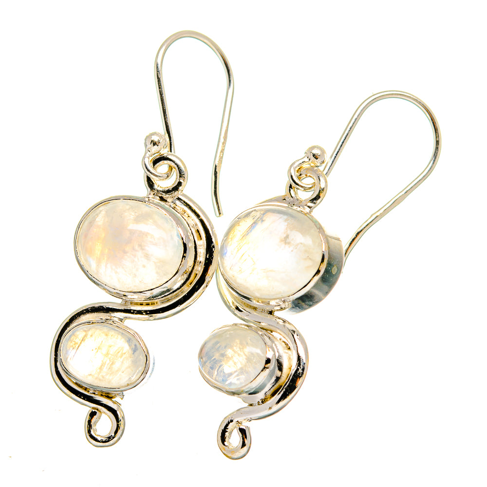 Rainbow Moonstone Earrings handcrafted by Anasilvercos - EARR422507
