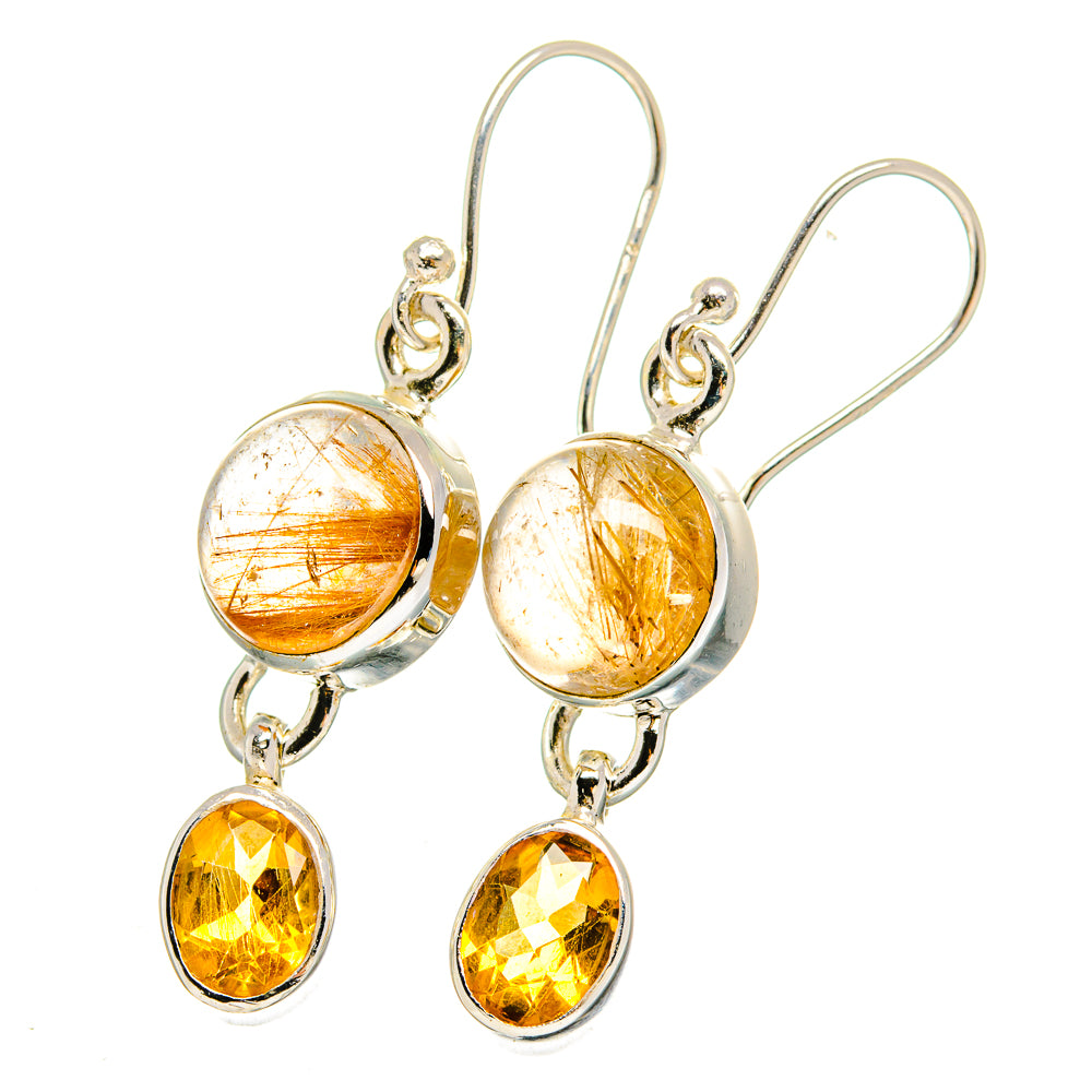 Rutilated Quartz Earrings handcrafted by Anasilvercos - EARR422508
