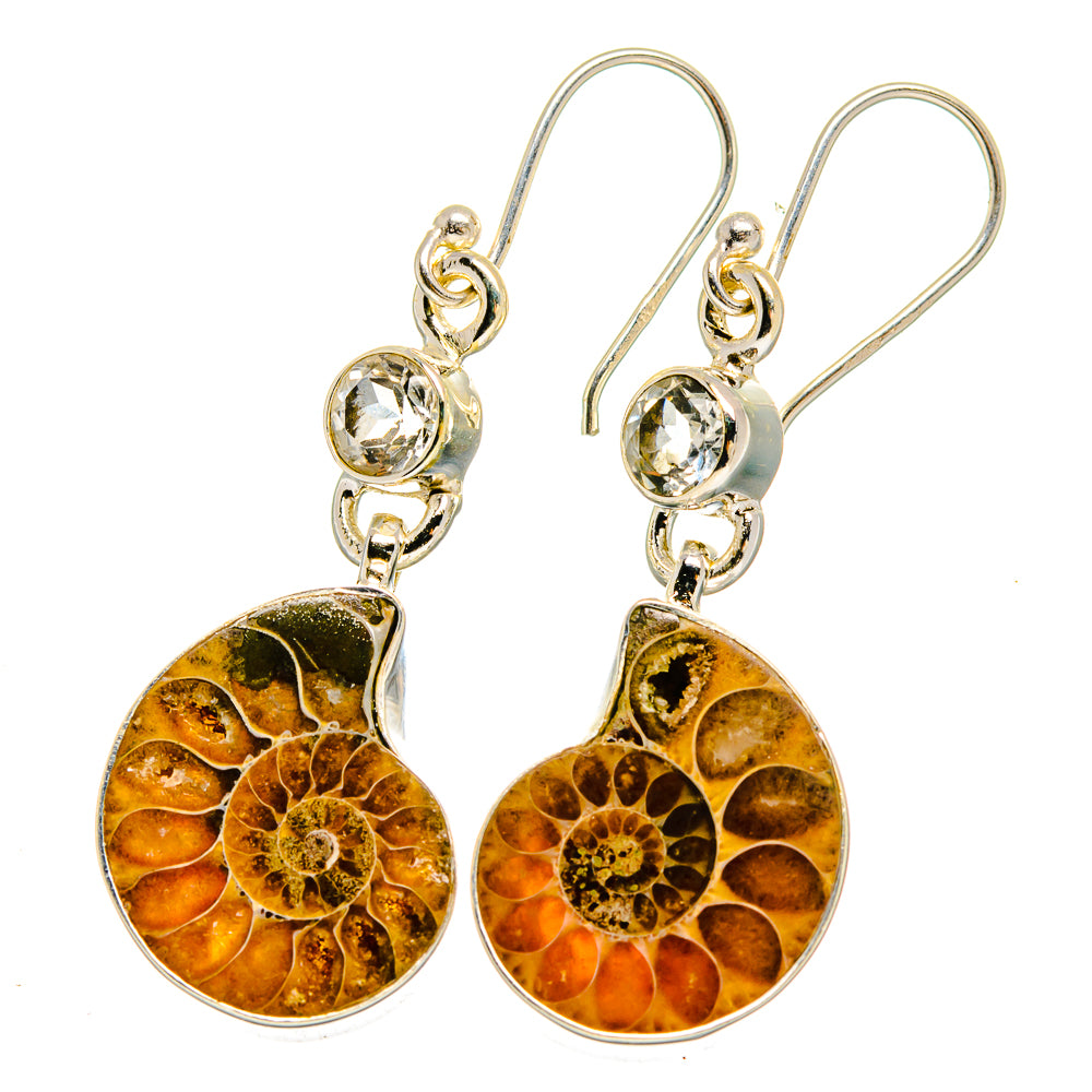 Ammonite Fossil Earrings handcrafted by Anasilvercos - EARR422513
