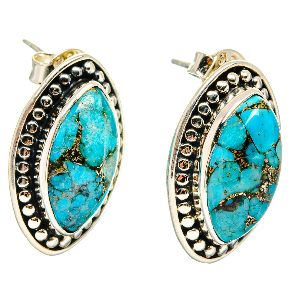 Blue Copper Turquoise Earrings handcrafted by Anasilvercos - EARR422514