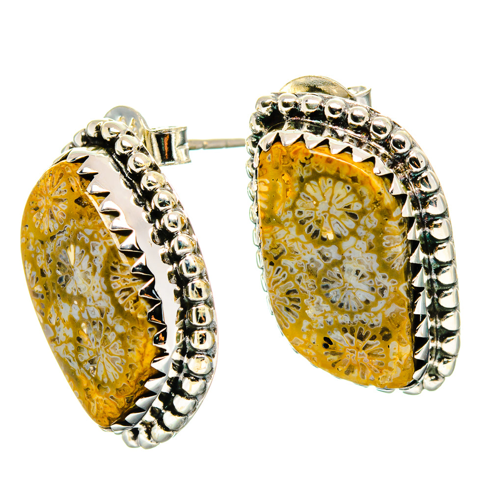 Fossil Coral Earrings handcrafted by Anasilvercos - EARR422539