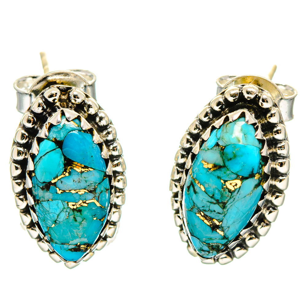 Blue Copper Composite Turquoise Earrings handcrafted by Anasilvercos - EARR422569