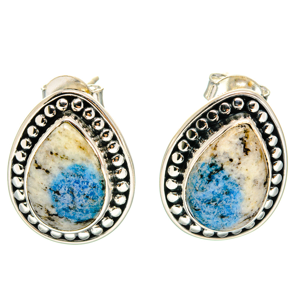 K2 Blue Azurite Earrings handcrafted by Anasilvercos - EARR422573