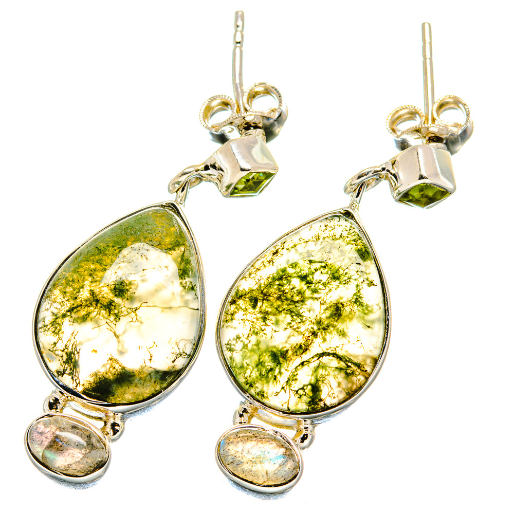 Green Moss Agate Earrings handcrafted by Anasilvercos - EARR422600