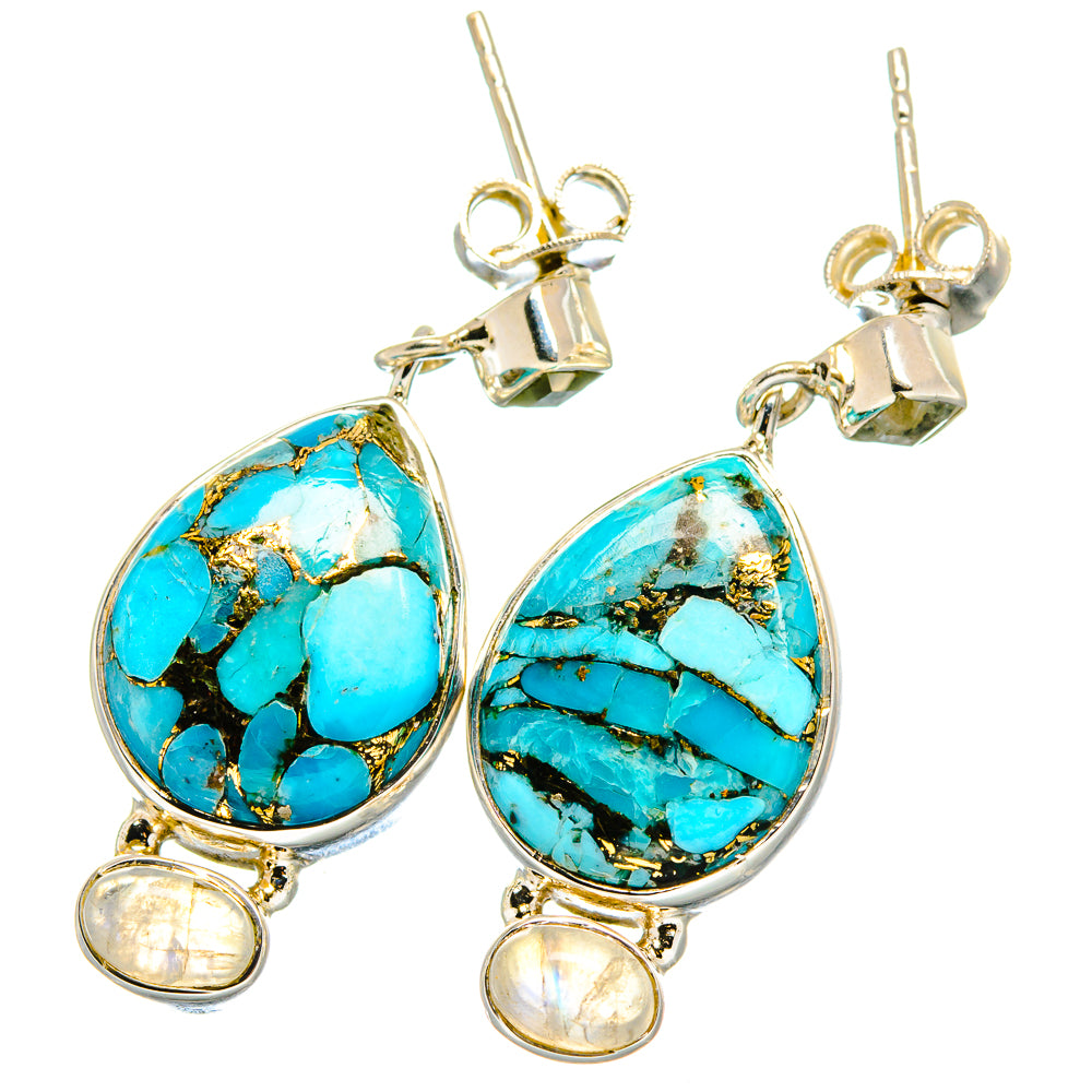 Blue Copper Composite Turquoise Earrings handcrafted by Anasilvercos - EARR422606