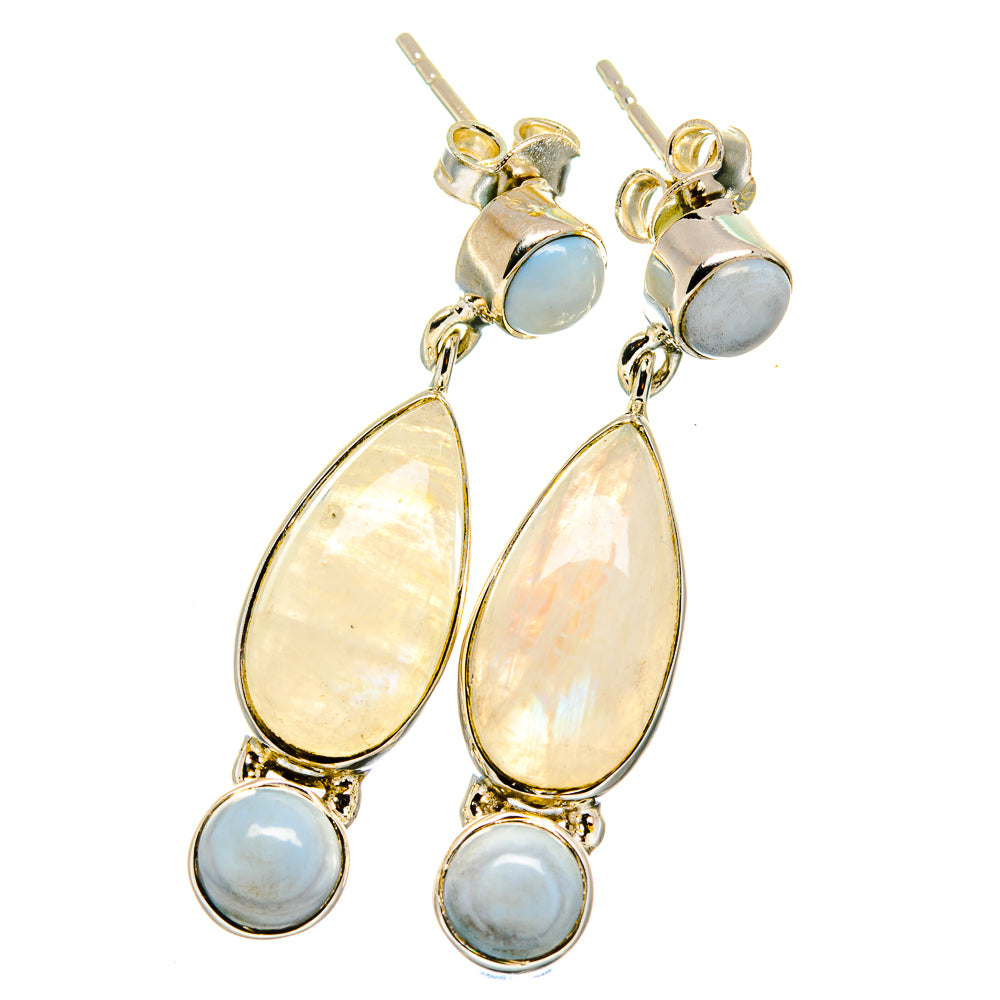 Rainbow Moonstone Earrings handcrafted by Anasilvercos - EARR422622