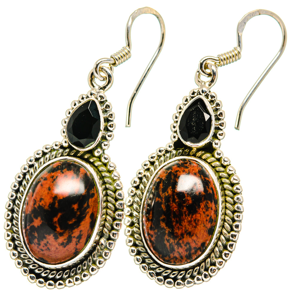 Mahogany Obsidian Earrings handcrafted by Anasilvercos - EARR422664