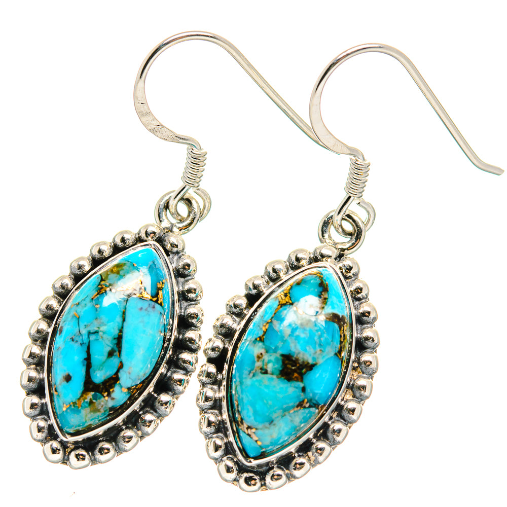 Blue Copper Composite Turquoise Earrings handcrafted by Anasilvercos - EARR422669