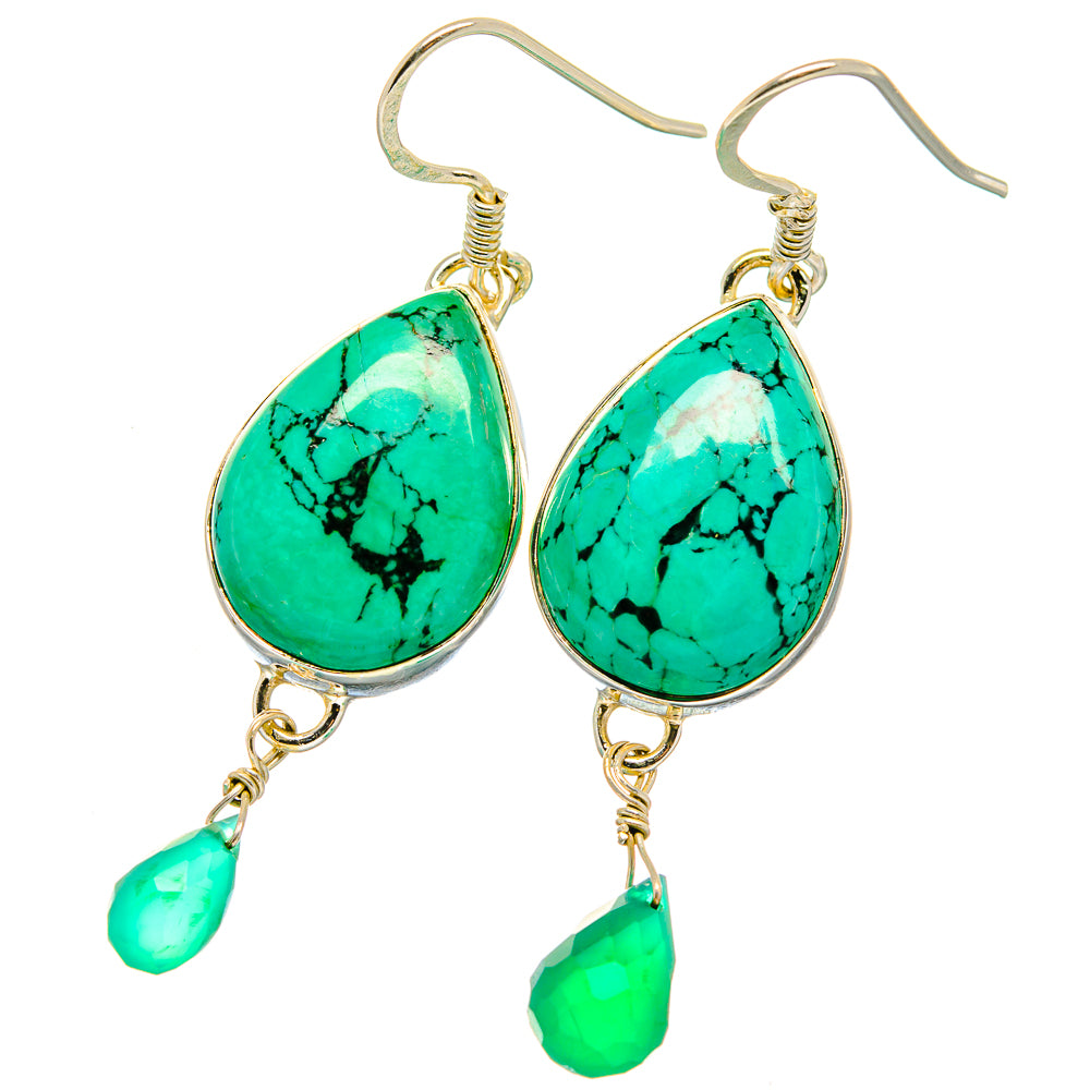 Tibetan Turquoise Earrings handcrafted by Anasilvercos - EARR422679