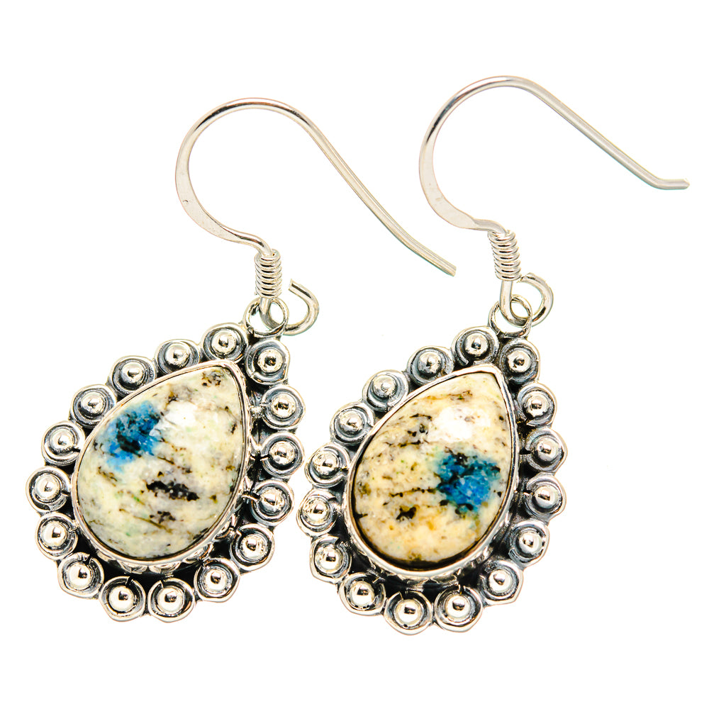 K2 Blue Azurite Earrings handcrafted by Anasilvercos - EARR422685