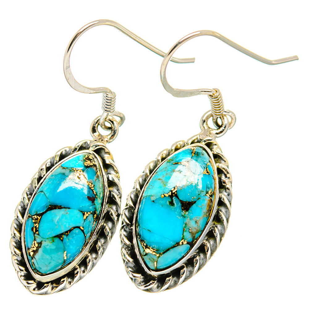 Blue Copper Composite Turquoise Earrings handcrafted by Anasilvercos - EARR422695