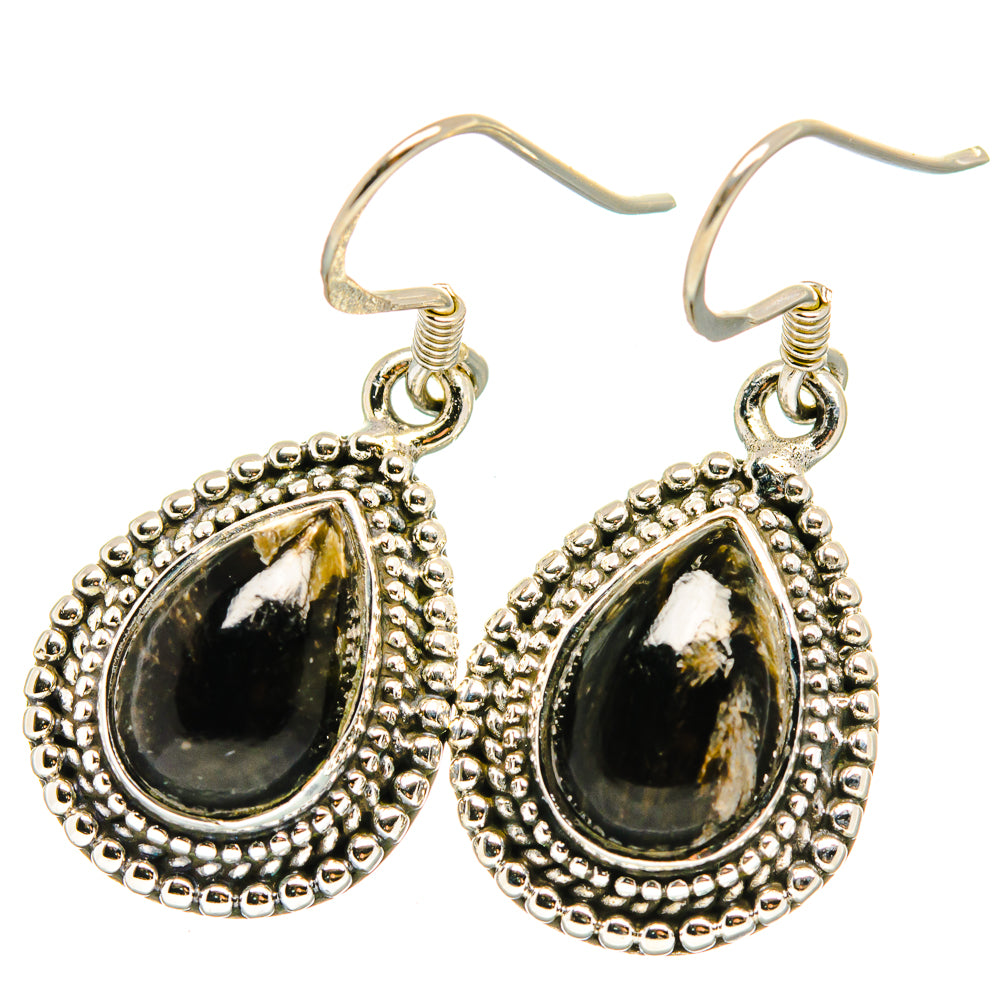 Pyrite In Black Onyx Earrings handcrafted by Anasilvercos - EARR422697 - Photo 2