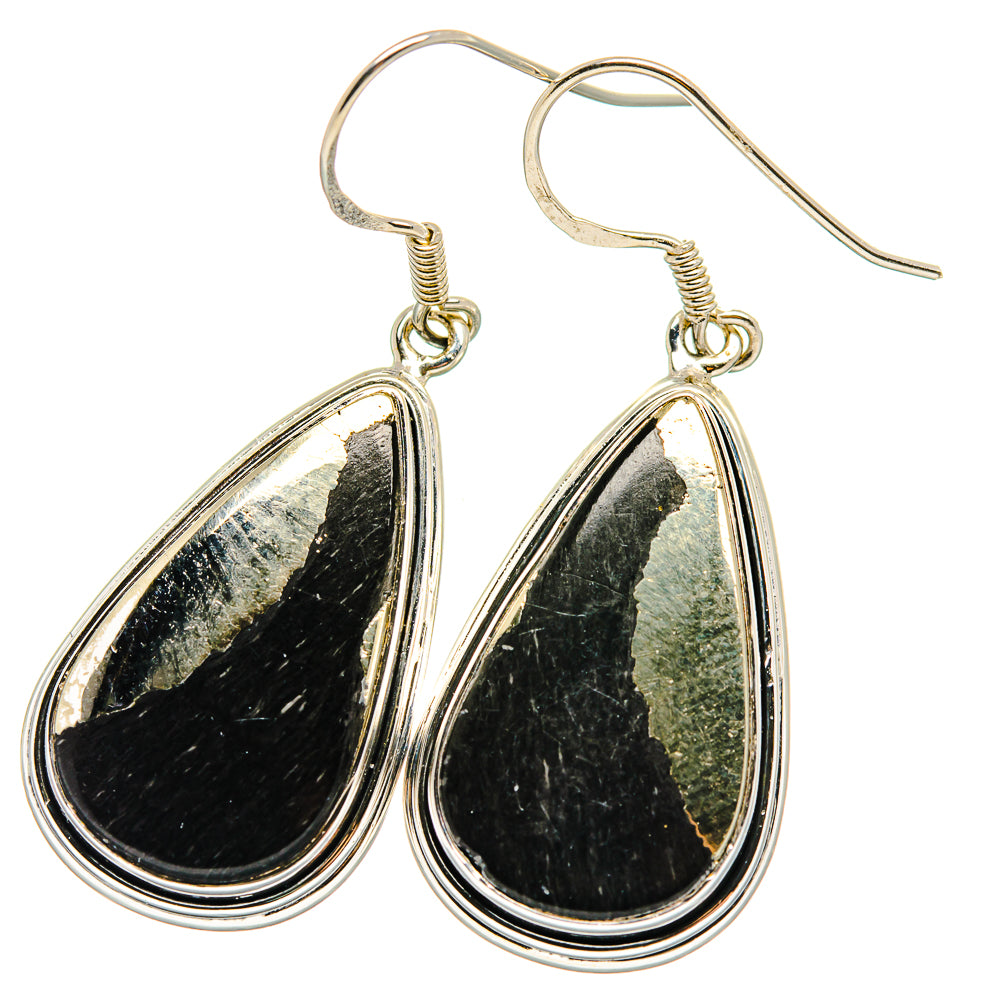 Pyrite In Black Onyx Earrings handcrafted by Anasilvercos - EARR422710