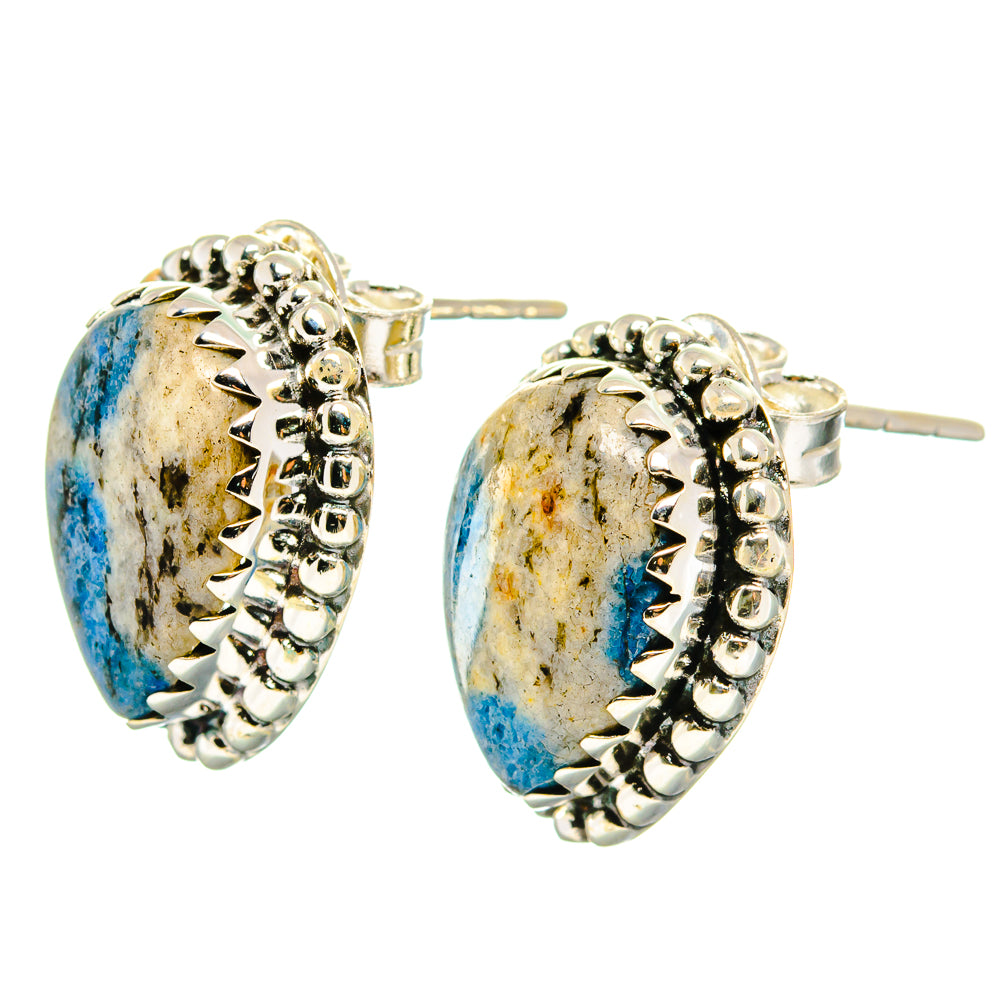 K2 Blue Azurite Earrings handcrafted by Anasilvercos - EARR422711