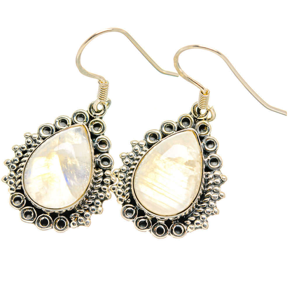 Rainbow Moonstone Earrings handcrafted by Anasilvercos - EARR422725
