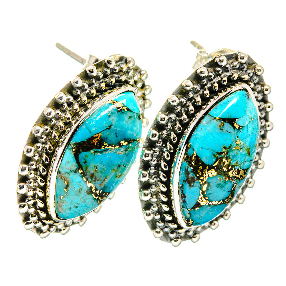 Blue Copper Composite Turquoise Earrings handcrafted by Anasilvercos - EARR422735