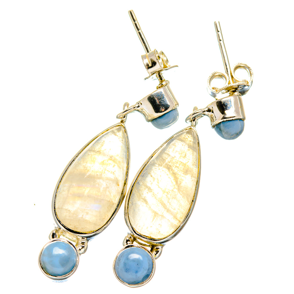 Rainbow Moonstone Earrings handcrafted by Anasilvercos - EARR422738
