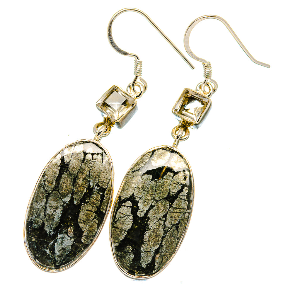 Pyrite Agate Earrings handcrafted by Anasilvercos - EARR422782