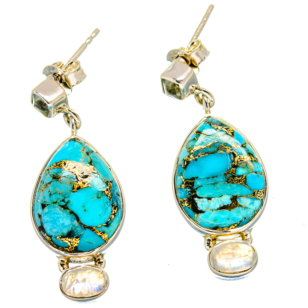 Blue Copper Composite Turquoise Earrings handcrafted by Anasilvercos - EARR422815