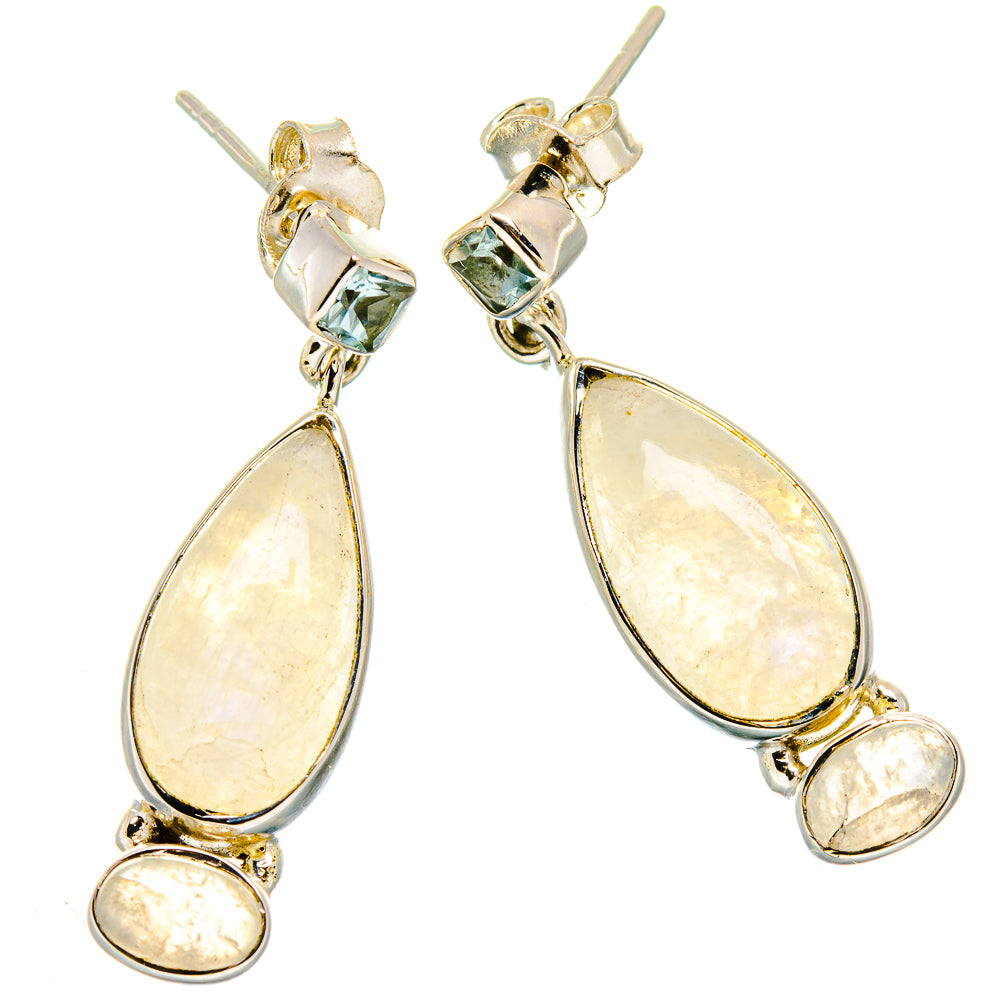 Rainbow Moonstone Earrings handcrafted by Anasilvercos - EARR422824