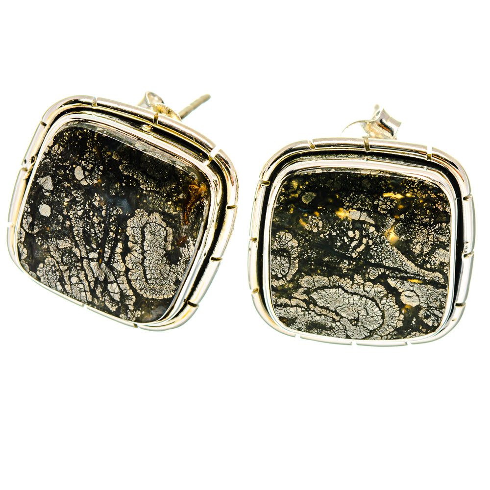 Pyrite Agate Earrings handcrafted by Anasilvercos - EARR422842