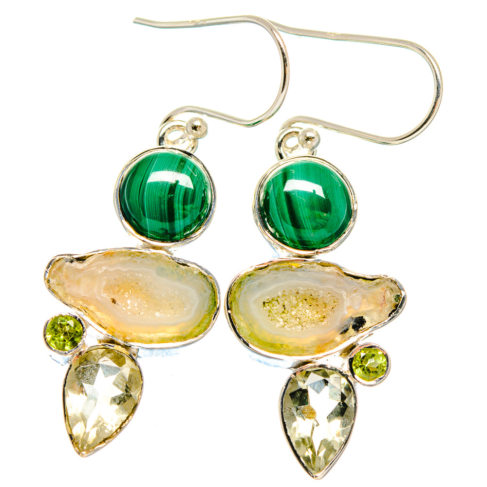 White Geode Slice Earrings handcrafted by Anasilvercos - EARR422864