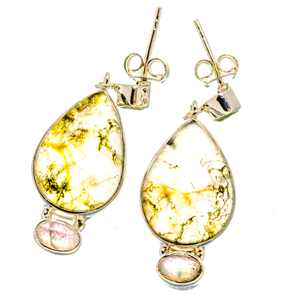 Green Moss Agate Earrings handcrafted by Anasilvercos - EARR422882