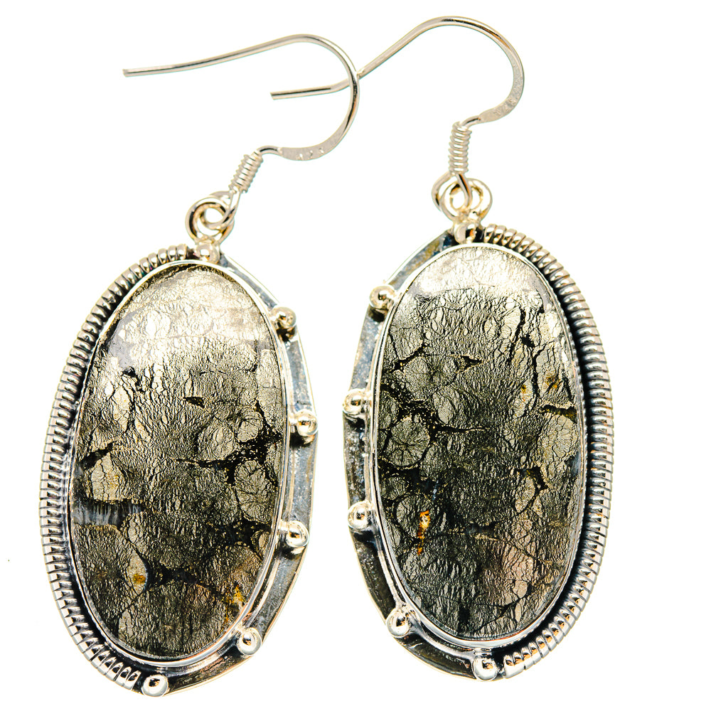 Pyrite Agate Earrings handcrafted by Anasilvercos - EARR422885