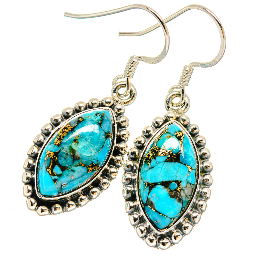 Blue Copper Composite Turquoise Earrings handcrafted by Anasilvercos - EARR422886